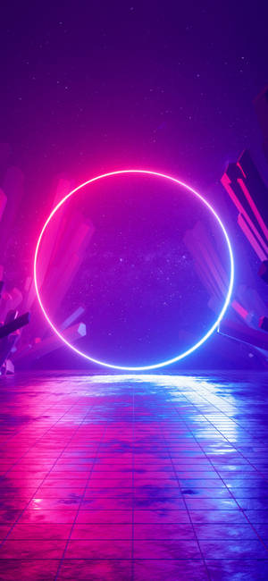 4k Neon Iphone Circle Reflection Wallpaper