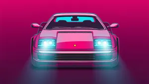 4k Pink Car With Headlights Wallpaper