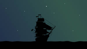 4k Pirate Ship Silhouette Starry Sky Wallpaper