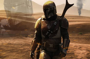 4k The Mandalorian Boba On Sand Dunes Wallpaper