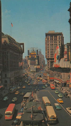 60s Aesthetic Time Square Wallpaper