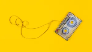 70s Cassette Tape Flat Lay Wallpaper