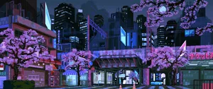 8 Bit Japan Sakura Wallpaper