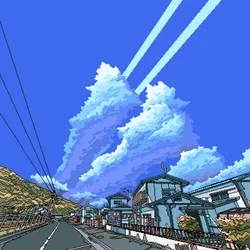 8 Bit Japan Village Wallpaper