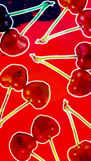 80s Retro Vintage Red Cherries Wallpaper