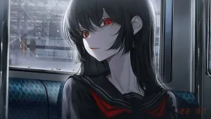 8k Anime Red-eyed Girl Wallpaper