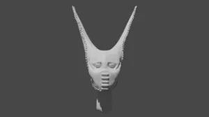 A 3d Printed Head With Horns On It Wallpaper
