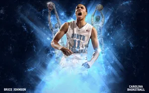 A Basketball Player Is Shown In A Blue Background Wallpaper