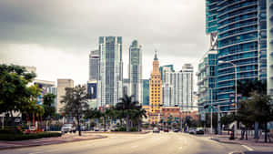 A Beautiful Aerial View Of The Miami Skyline. Wallpaper