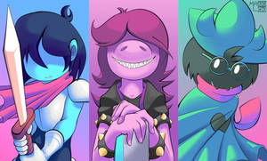 A Beautiful Banner With Artwork From The Rpg Game, Deltarune Wallpaper