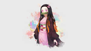 A Beautiful Digital Illustration Of Nezuko From Demon Slayer Wallpaper