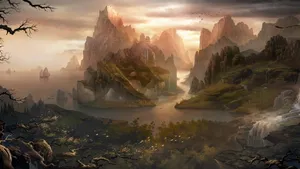 A Beautiful Mountain Sunset, Overlooking The Valley Wallpaper
