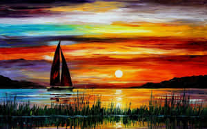 A Beautiful Oil Painting Of A Tranquil Landscape. Wallpaper