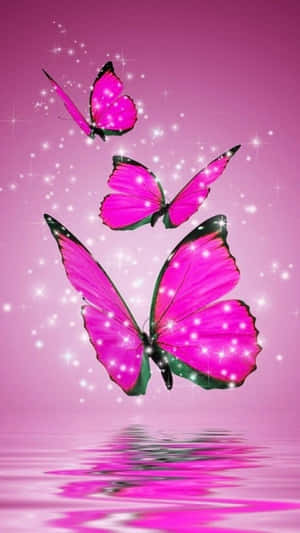 A Beautiful Pink Glitter Butterfly, Shining In The Sun. Wallpaper