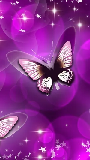 A Beautiful Purple Butterfly Flutters Among The Wildflowers. Wallpaper