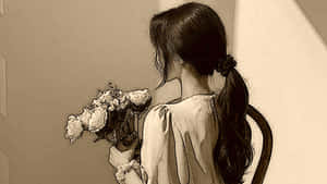 A Beautiful Vintage Girl With A Charming, Ethereal Look. Wallpaper