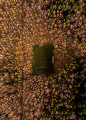 A Bird's Eye View Of A Football Field On A Sunny Day Wallpaper