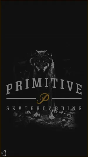 A Black And Gold Logo For Primitive Skateboarding Wallpaper