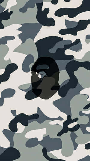 A Black And Gray Camouflage Pattern With A Black Circle Wallpaper