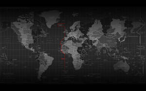 A Black And Gray Timezone World Map Wallpaper