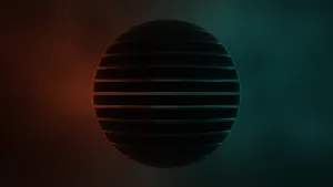 A Black And Orange Ball With A Blue Background Wallpaper