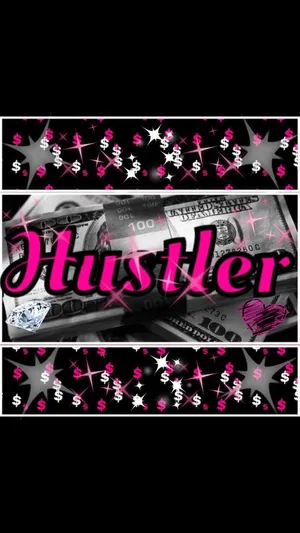A Black And Pink Banner With The Word Hustler Wallpaper