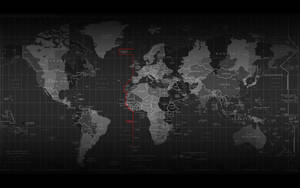 A Black And Red World Map With Red Lines Wallpaper