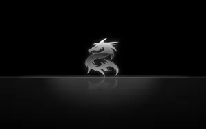A Black And Silver Dragon Logo On A Black Background Wallpaper
