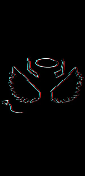 A Black And White Image Of An Angel With Wings Wallpaper