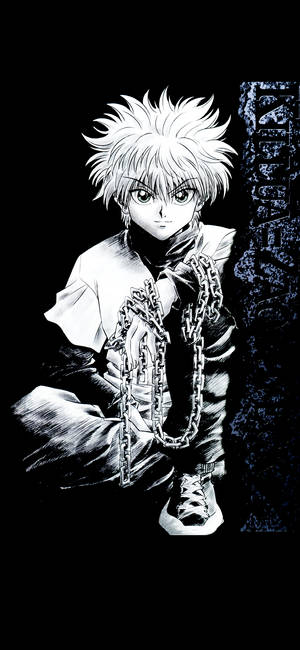 A Black And White Image Of An Anime Character Wallpaper