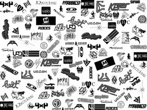 A Black And White Photo Of Many Different Logos Wallpaper