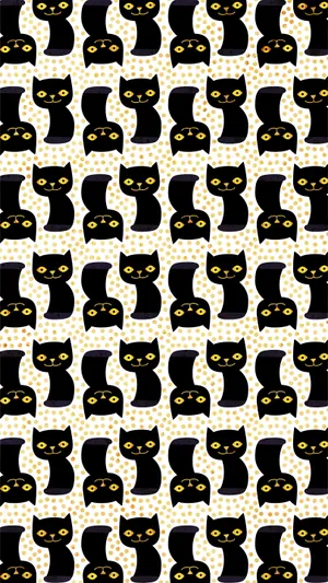 A Black And Yellow Cat Pattern On A White Background Wallpaper