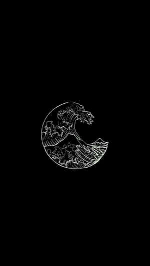 A Black Background With A White Wave On It Wallpaper