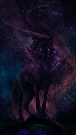 A Black Cartoon Fox Standing In A Meadow Wallpaper