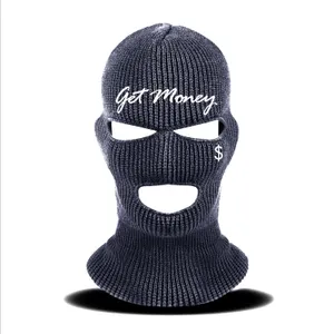 A Black Ski Mask With The Word Get Money On It Wallpaper