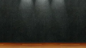 A Black Wallpaper With A Wooden Floor And Spotlights Wallpaper