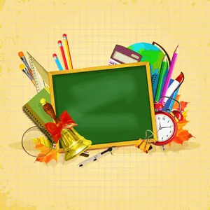 A Blackboard With School Supplies On It Wallpaper