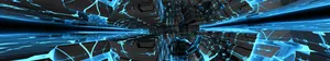A Blue And Black Futuristic City Wallpaper