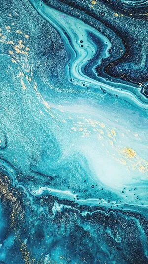 A Blue And Gold Abstract Painting Wallpaper