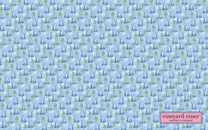 A Blue And Green Pattern With A Boat On It Wallpaper