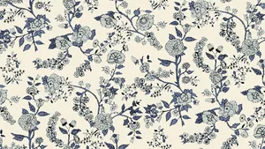 A Blue And White Floral Wallpaper Wallpaper