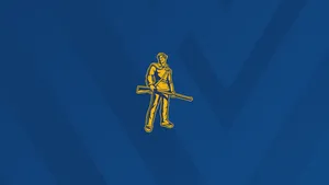 A Blue Background With A Gold Soldier On It Wallpaper