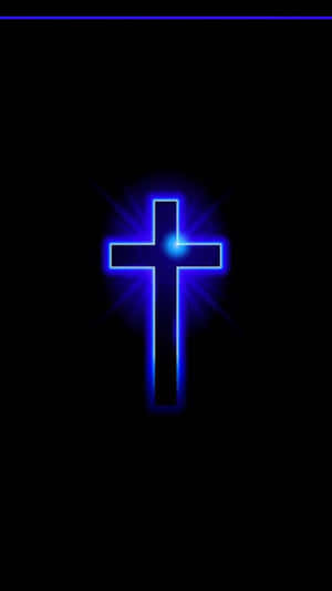 A Blue Cross On A Black Background Wallpaper