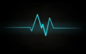 A Blue Heartbeat On A Black Background Wallpaper