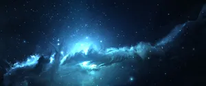 A Blue Space With Stars And Clouds Wallpaper
