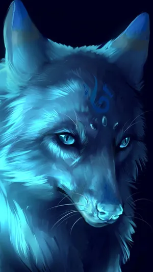 A Blue Wolf With Blue Eyes Wallpaper