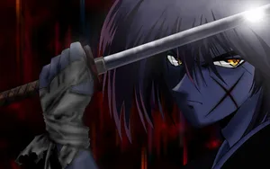 A Bold And Heroic Anime Samurai Stands Proudly, Ready To Face Whatever Challenge Comes His Way. Wallpaper