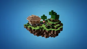 ‘a Breathtaking Floating Island House In Minecraft’ Wallpaper