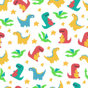 A Bright And Adorable Look At A Cartoon Dinosaur Wallpaper