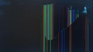 A Broken Lcd Screen With Multiple Vertical Shattering Lines. Wallpaper